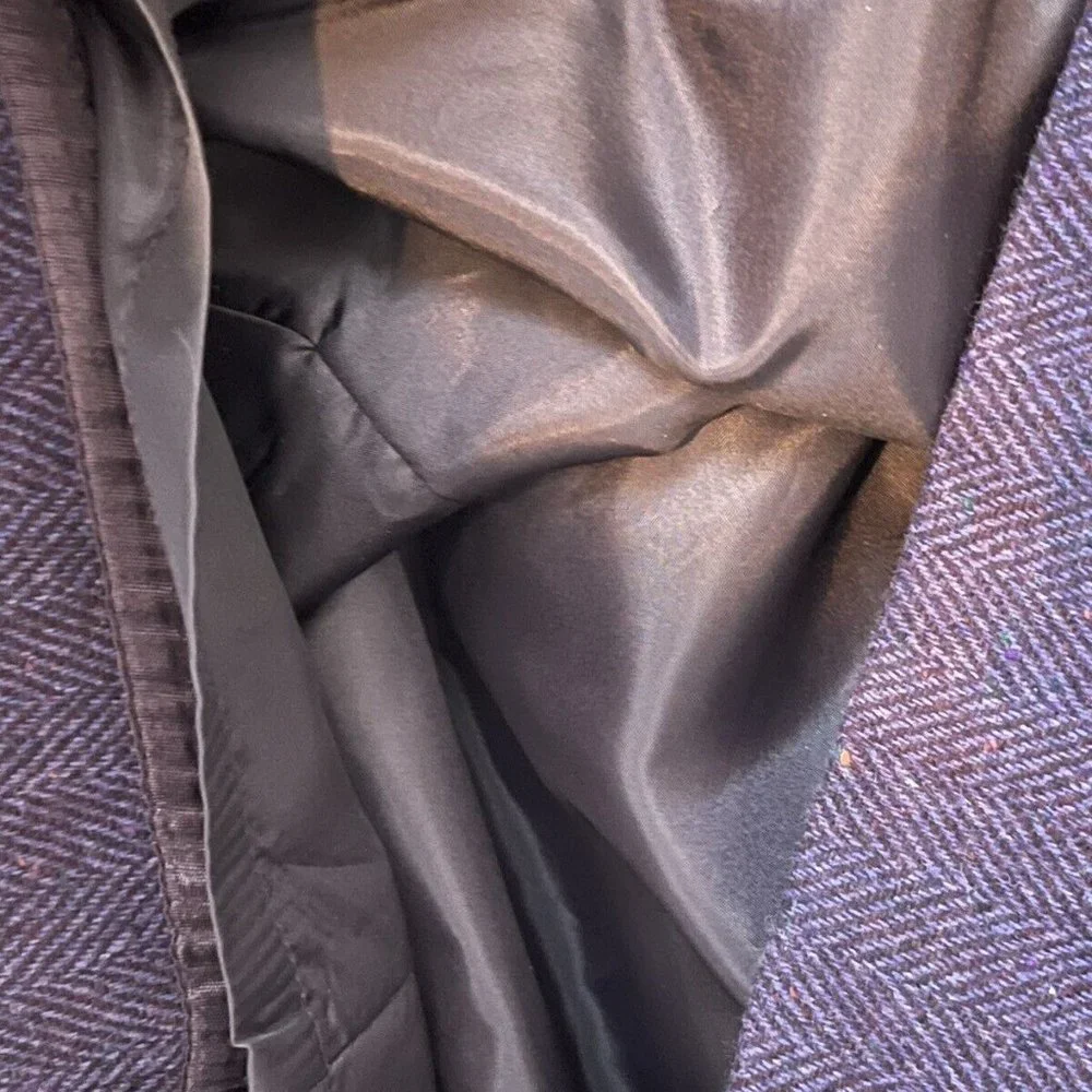 Talbots Woman Wool Eggplant Purple Skirt Career Work Herringbone Tweed Sz 12W - Picture 4 of 6